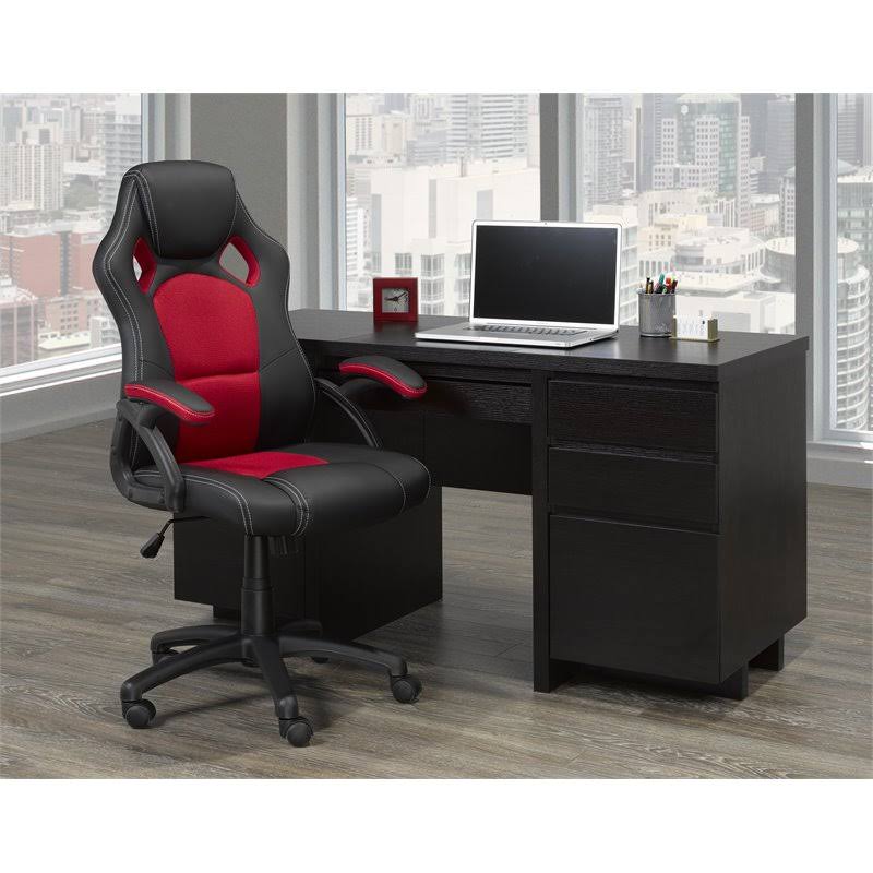 Ergonomic High-Back Executive Office Chair in Black Red J6538
