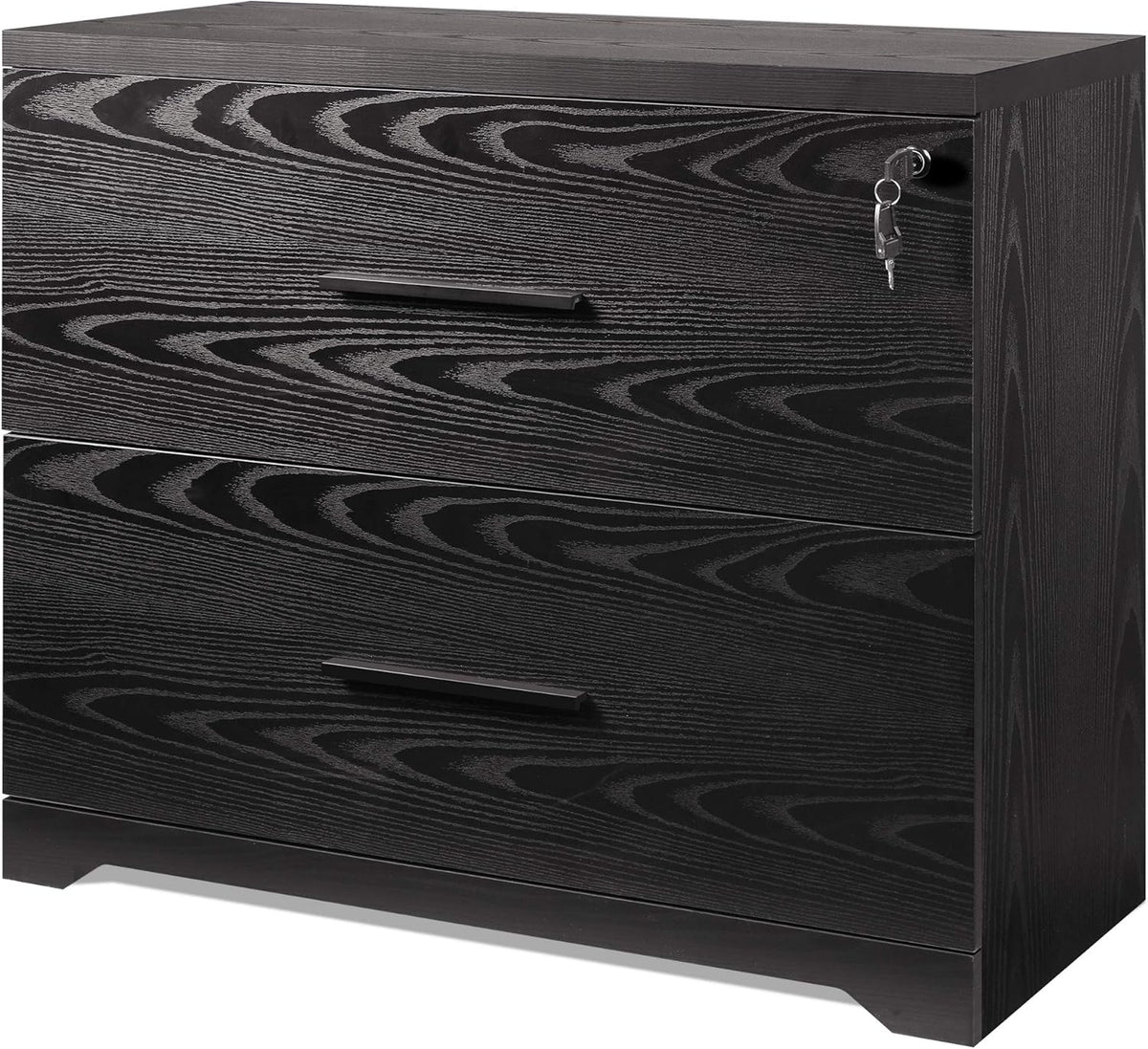 Black 2-Drawer Wood Lateral File Cabinet C16857