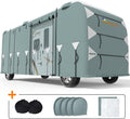 RV Cover, Extra-Thick 5 Layers Anti-UV Top Panel, Fits 30'-33' Motorhome, with 2Pcs Extra Straps & 4 Tire Covers I60060