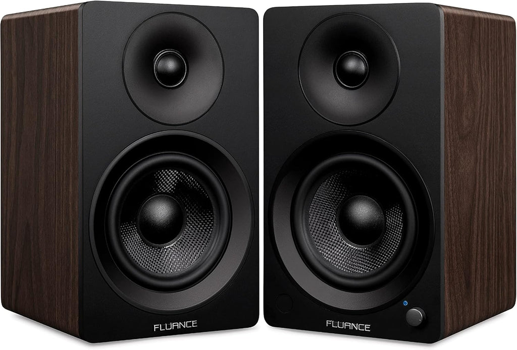 Powered 2-Way Stereo Bookshelf Speakers with 6.5 Drivers, 120W Amplifier, White Walnut Y1494