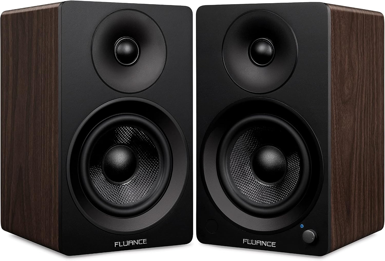 Powered 2-Way Stereo Bookshelf Speakers with 6.5 Drivers, 120W Amplifier, White Walnut Y1494