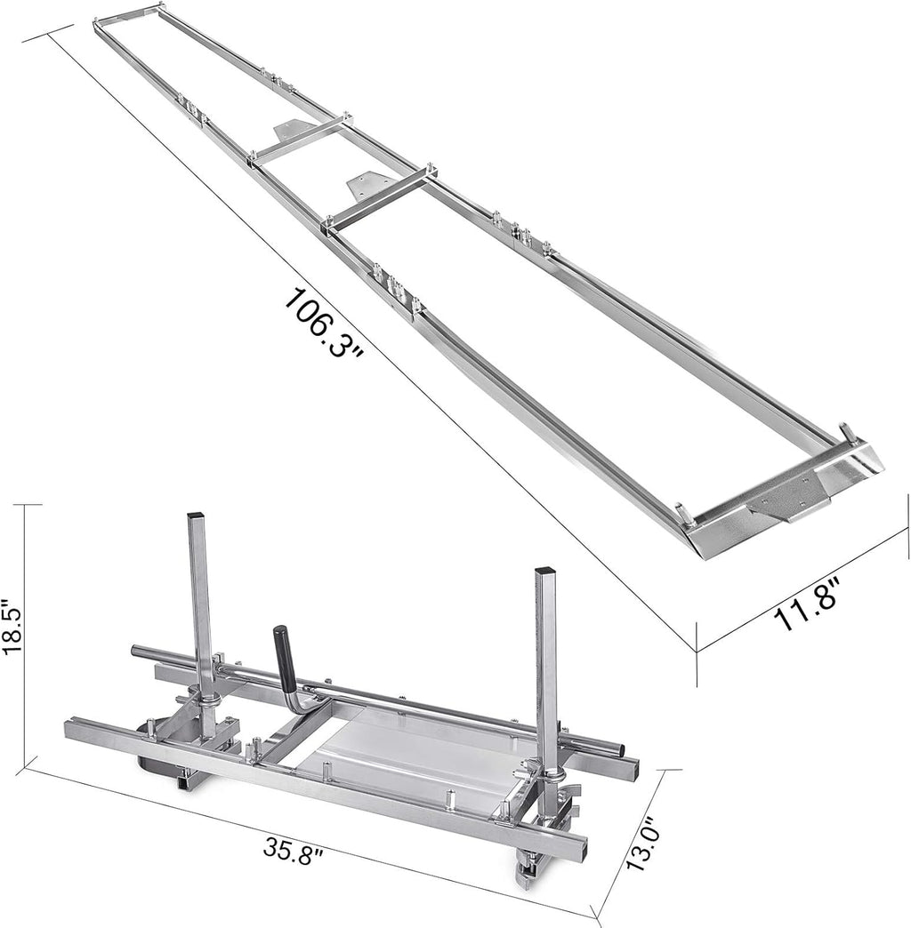 Portable Chainsaw Mill Planking Milling Guide Bar Saw Mill 14 to 36 Inches Aluminum Steel Wood Lumber Cutting Portable Sawmill + 9Ft Rail Mill Guide System G835043