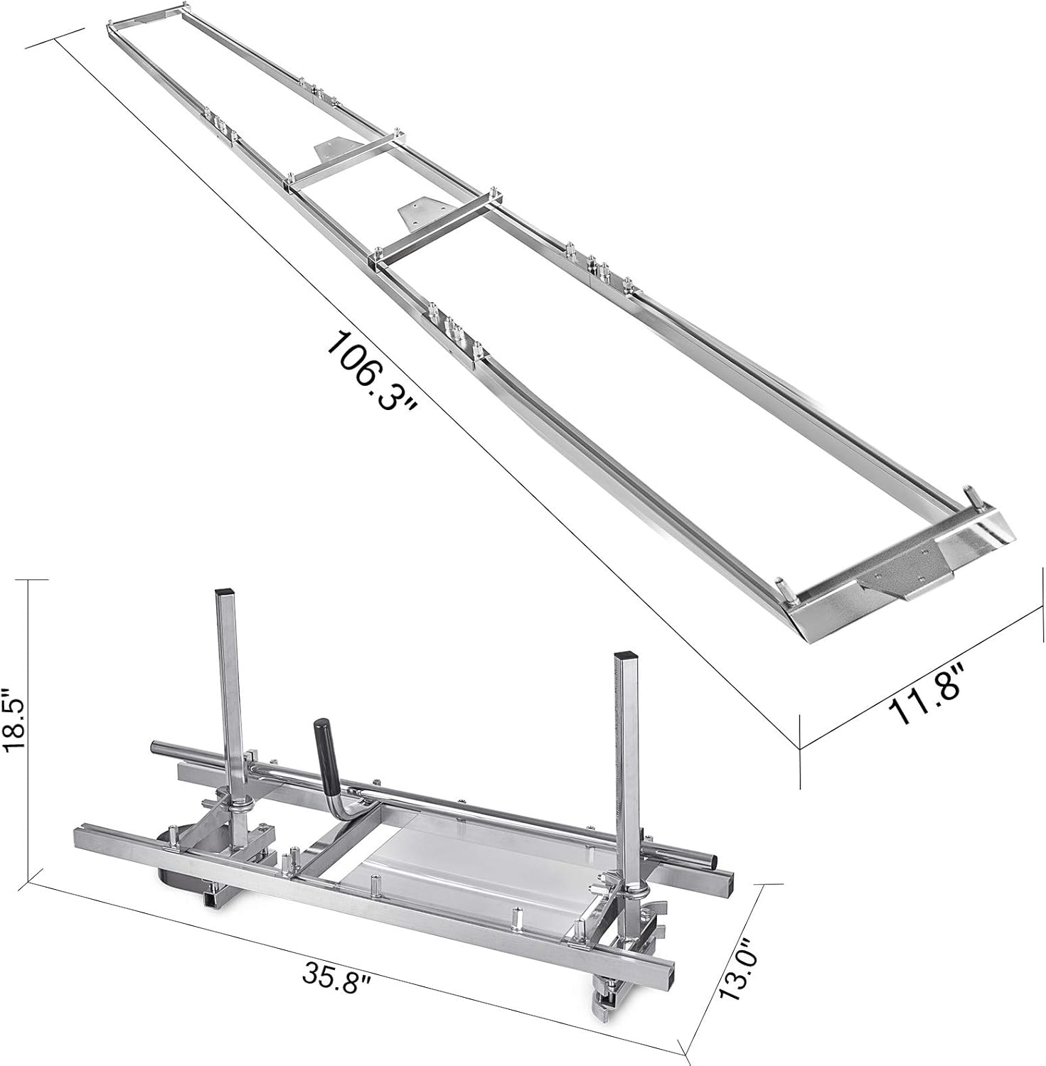 Portable Chainsaw Mill Planking Milling Guide Bar Saw Mill 14 to 36 Inches Aluminum Steel Wood Lumber Cutting Portable Sawmill + 9Ft Rail Mill Guide System G835043