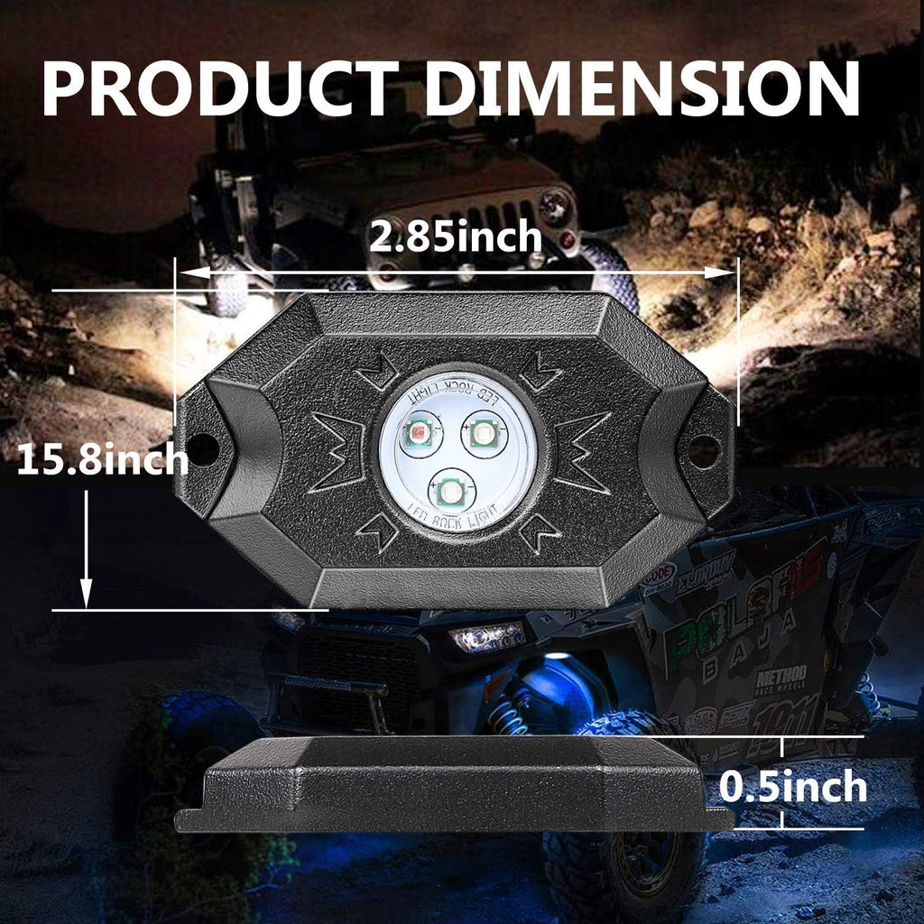 RGB LED Rock Light Kit with Bluetooth Remote Control H193