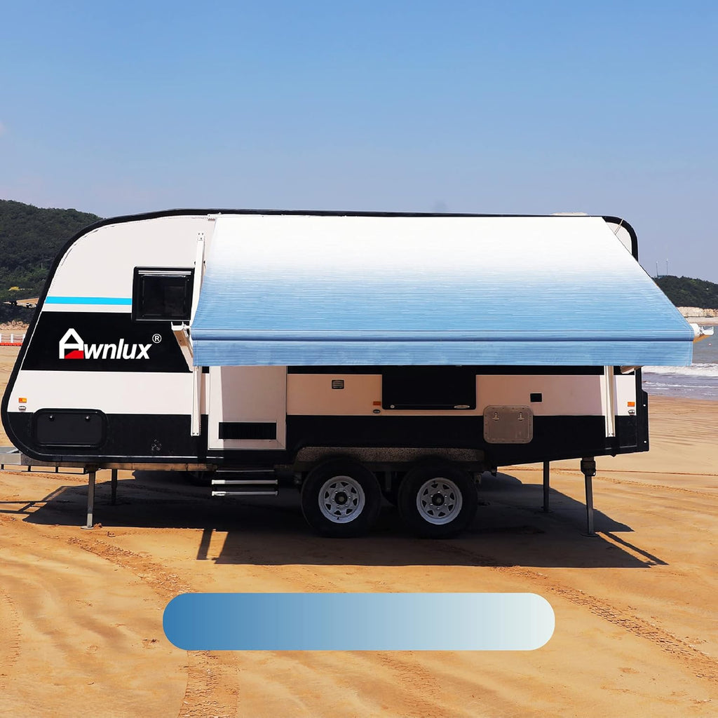 Black Strip-11' Waterproof Vinyl RV Awning Fabric R6441