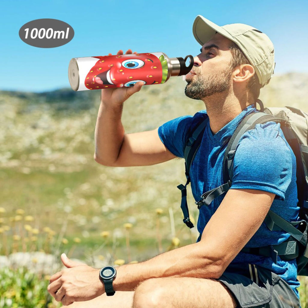 Strawberry Stainless Steel Insulated Water Bottle with Straw Lid P8600