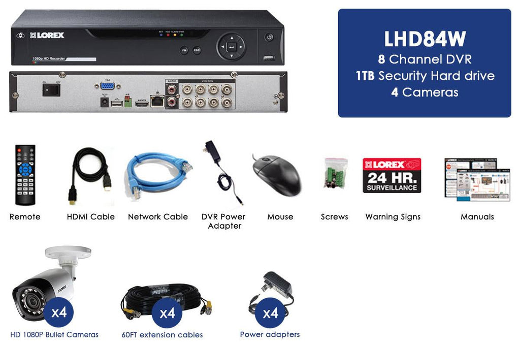 4 Cameras 8 Channel Weatherproof DVR Surveillance Security System A62972