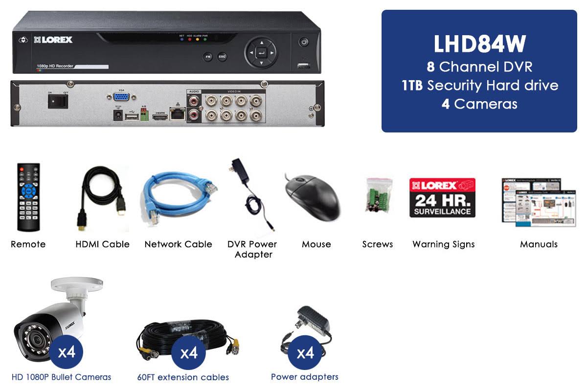 4 Cameras 8 Channel Weatherproof DVR Surveillance Security System A62972