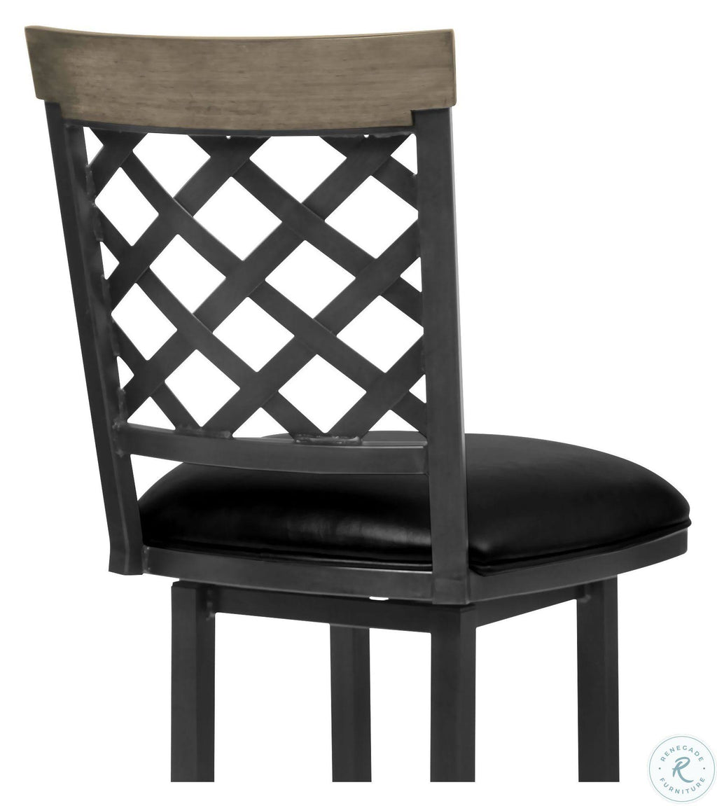 26x22 Counter Height Barstool in Mineral Finish with Vintage Black Faux Leather and Grey Walnut L436238