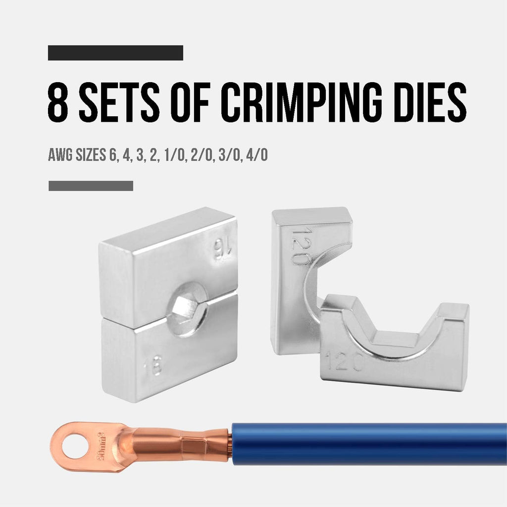 Hydraulic Cable Lug Tool, 6 AWG to 4/0 AWG Battery Cable Crimping Tool Set B848
