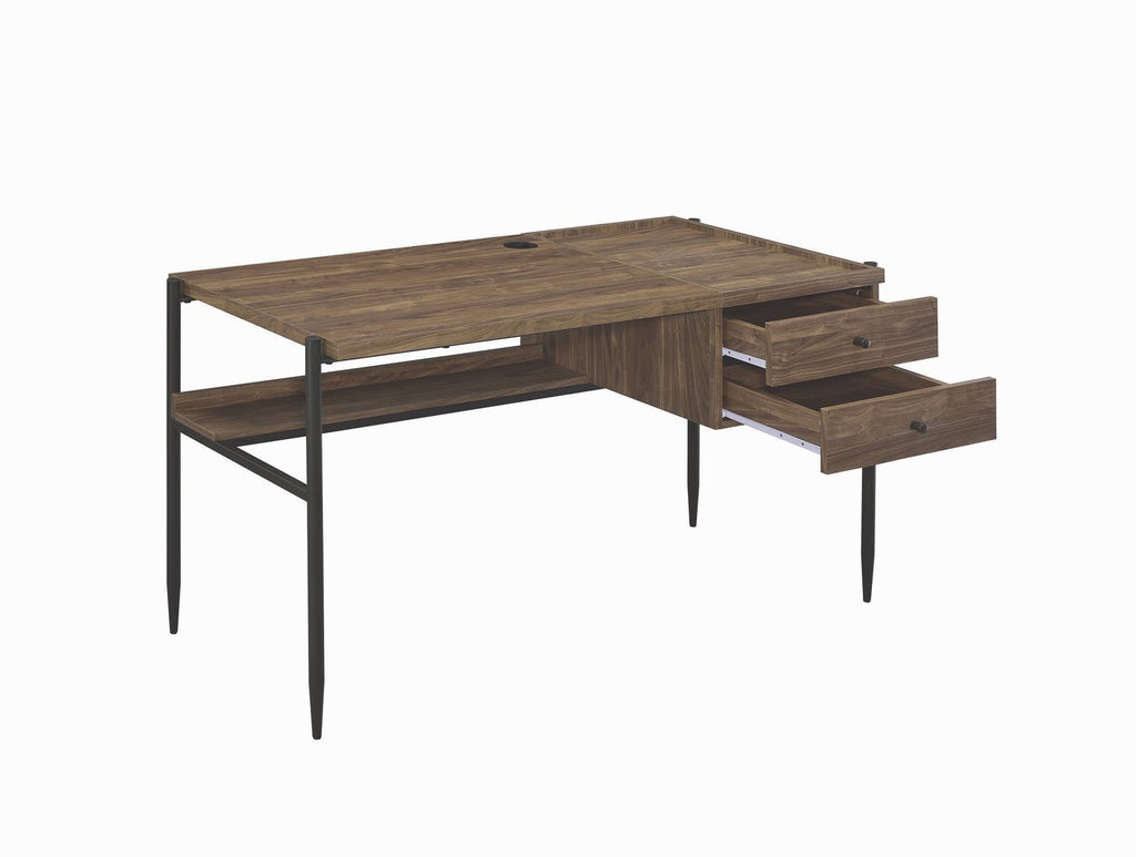 Industrial Aged Walnut and Black Bookcase U30258