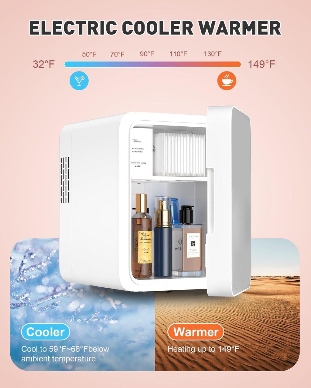 White 8 Liter Portable Cooler and Warmer Mini Refrigerator U3575