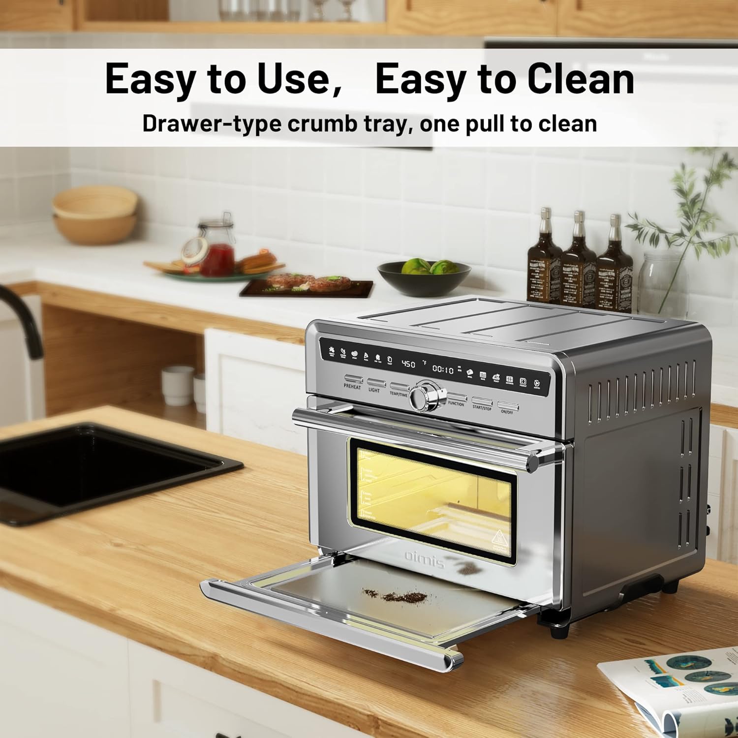 26.5qt Stainless Steel Air Fryer Oven with Dehydrator O166
