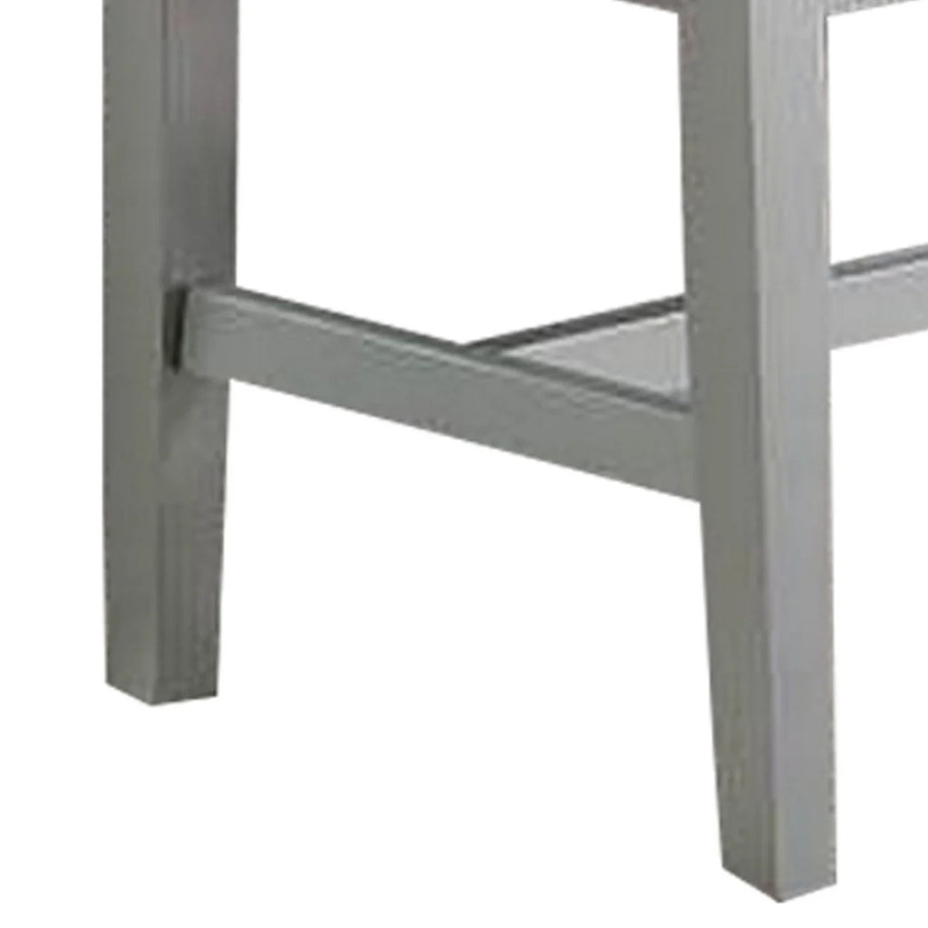 Silver Padded Metallic Gray Faux Leather Dining Bench N438