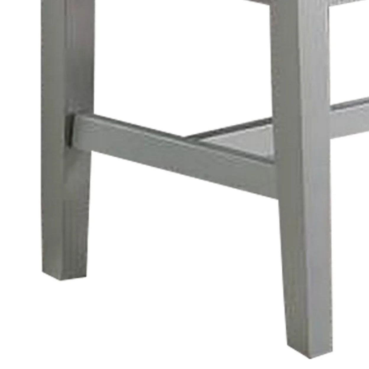 Silver Padded Metallic Gray Faux Leather Dining Bench N438