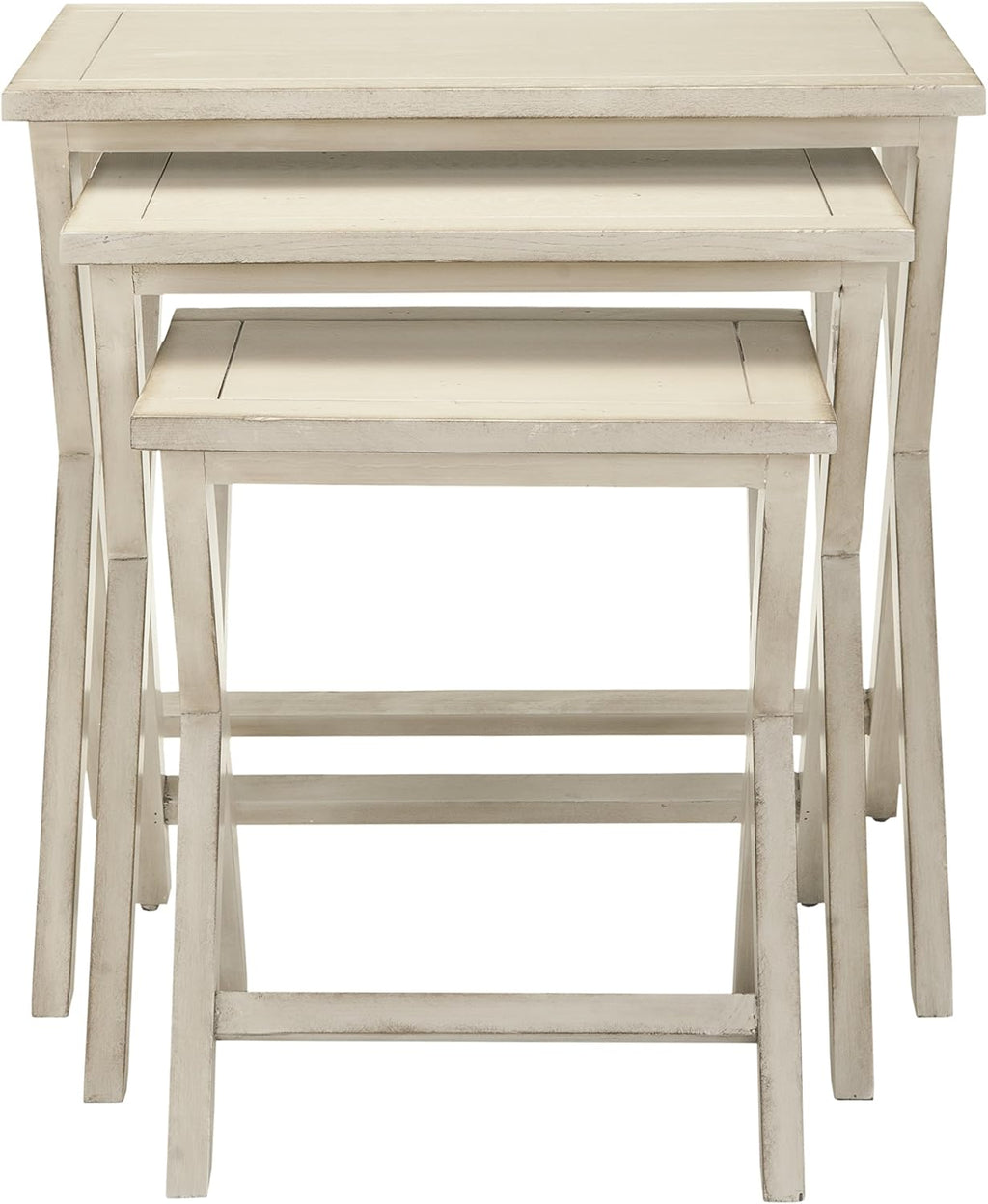 Antiqued White Stacking Tray Tables J300