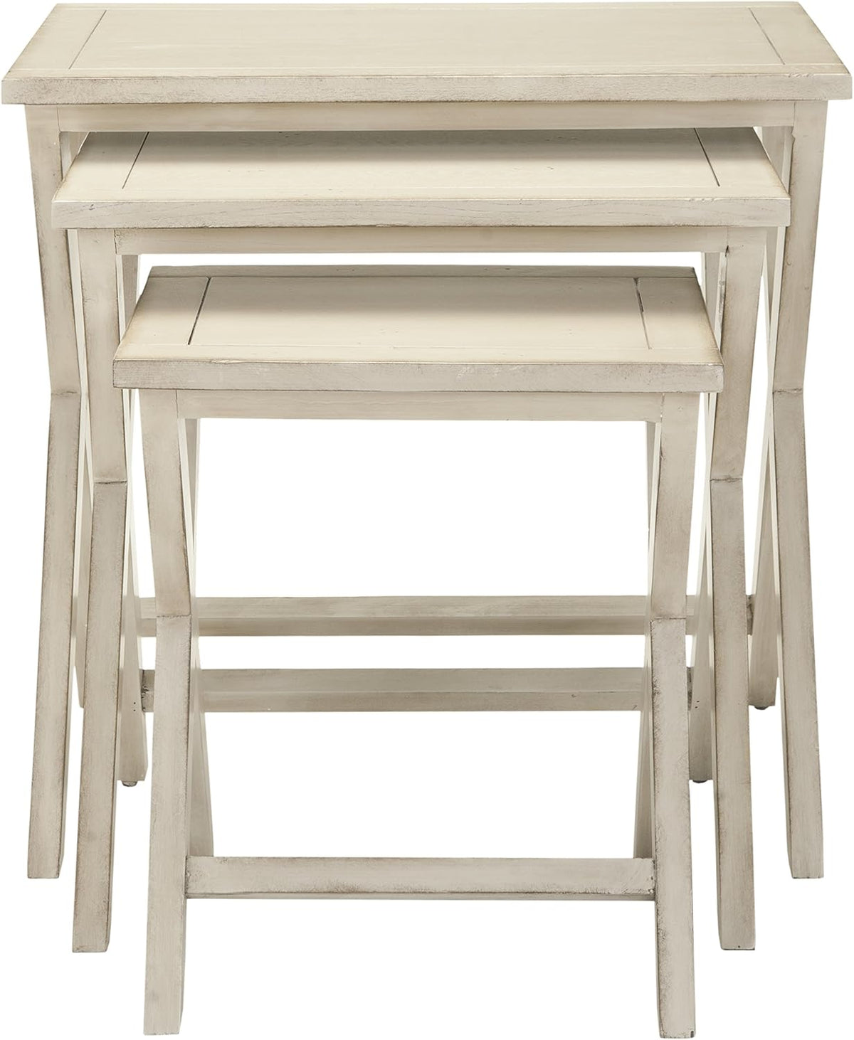 Antiqued White Stacking Tray Tables J300