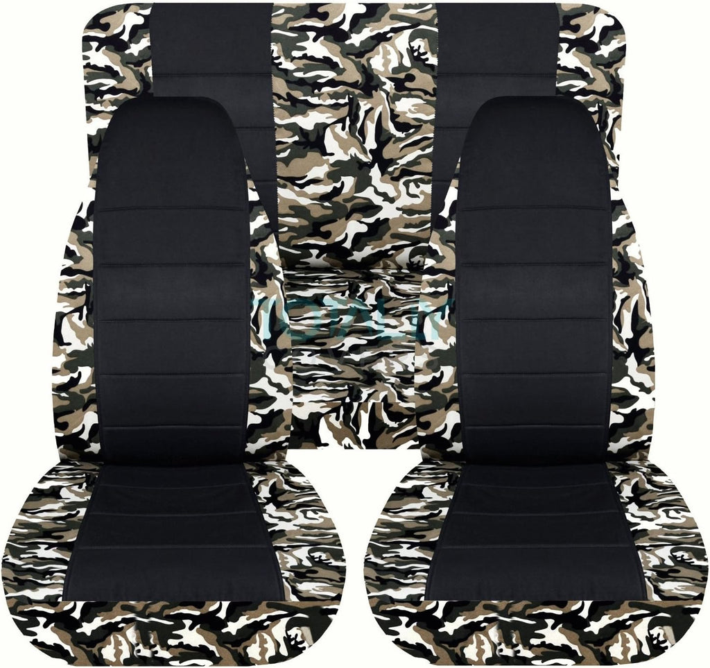 Camo & Black Seat Covers Full Set Front Rear 2-Door D271