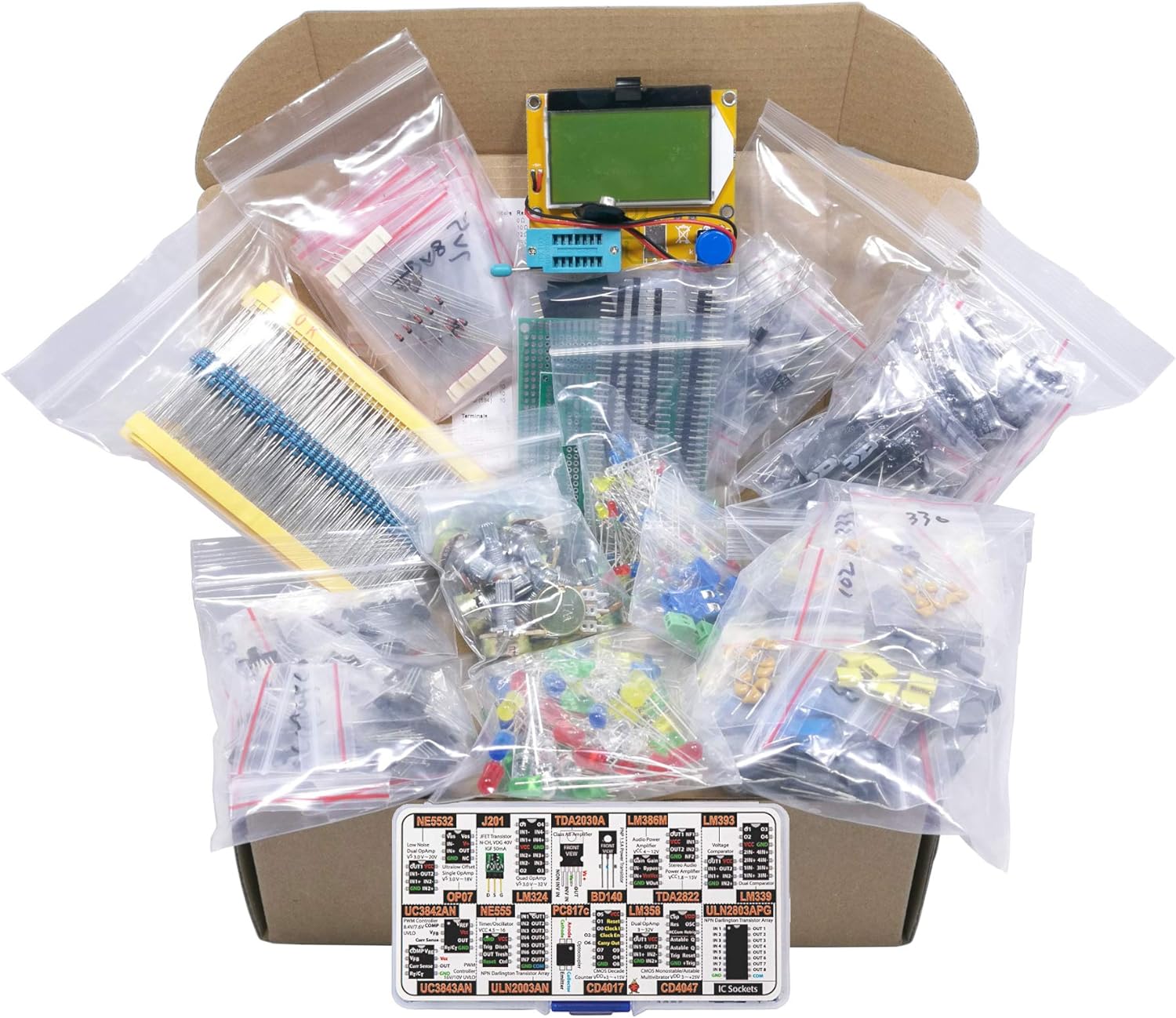 1870 pcs Electronic Component Kit Assortment with LCR-T4 Tester O2557