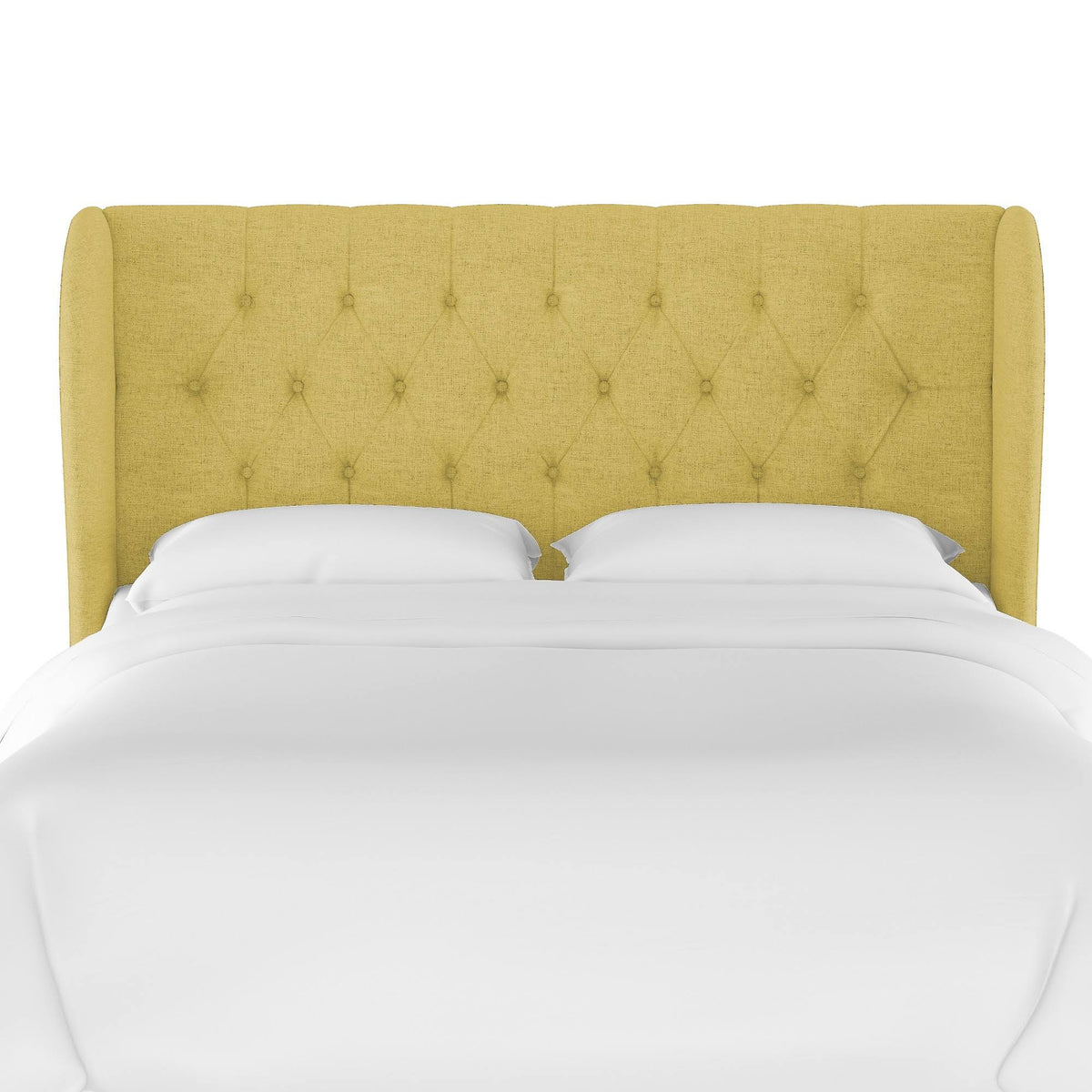 Golden Yellow Linen Tufted Wingback Headboard T27768