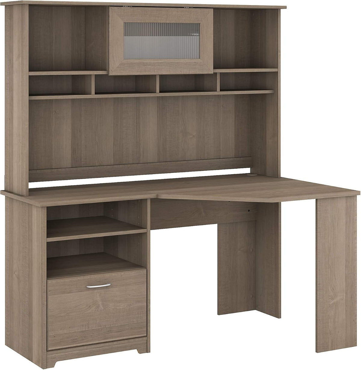 Corner Desk with Hutch, 60W, Linen White Oak X659783