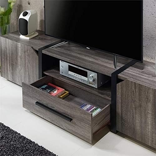 Rustic Wood 81.5-Inch TV Stand in Distressed Gray I5086
