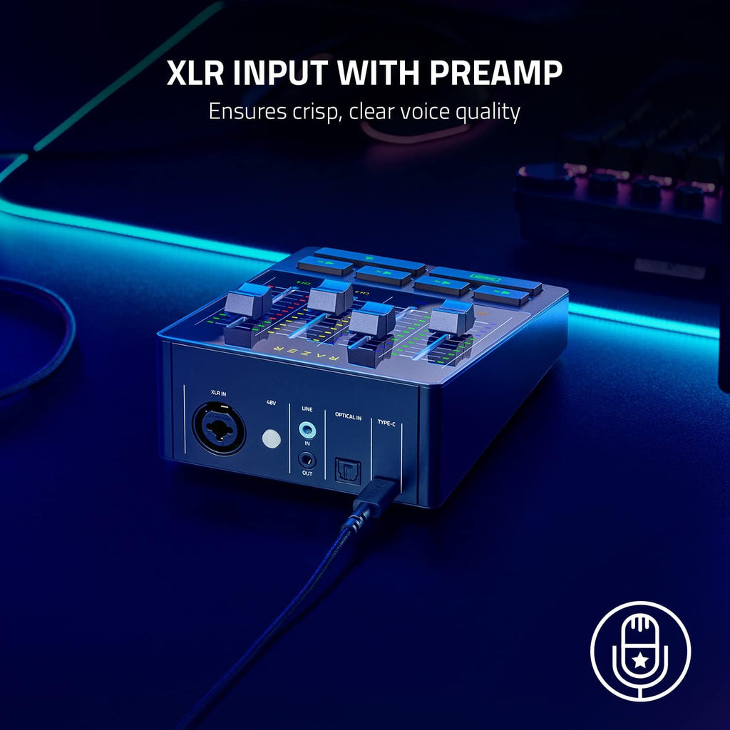 4-Channel Audio Mixer with XLR Preamp and USB Connectivity M4381