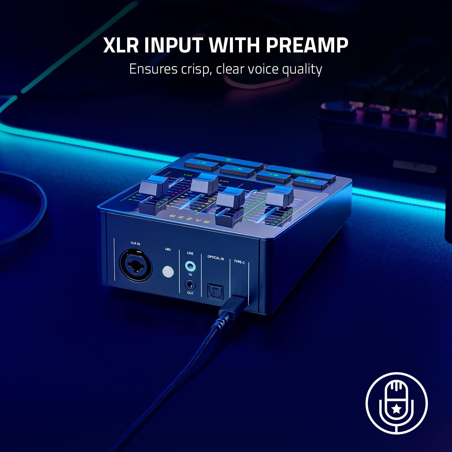 4-Channel Audio Mixer with XLR Preamp and USB Connectivity M4381