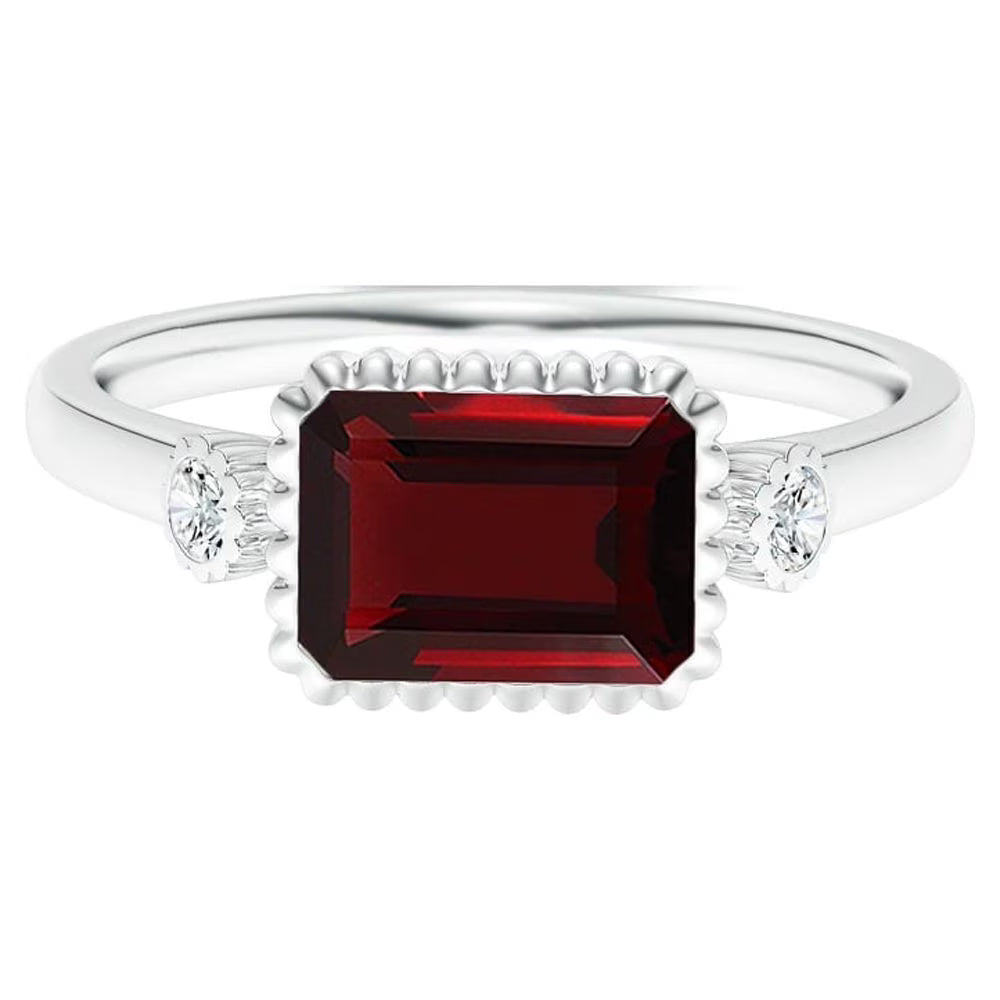Red Garnet Solitaire Ring 925 Sterling Silver H41923