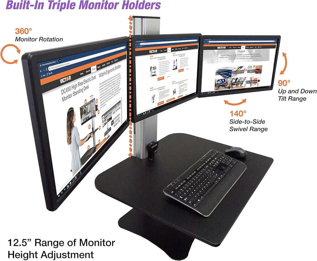 Electric Triple Monitor Standing Desk Converter O4015