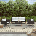 4 Piece Poly Rattan Outdoor Sectional Sofa Set with Coffee Table V83557