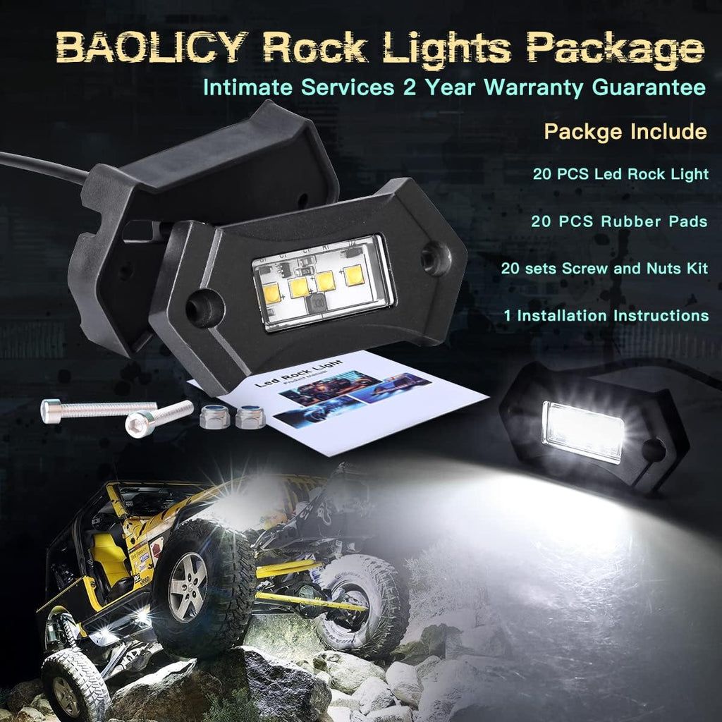 20Pods White LED Rock Lights M5203