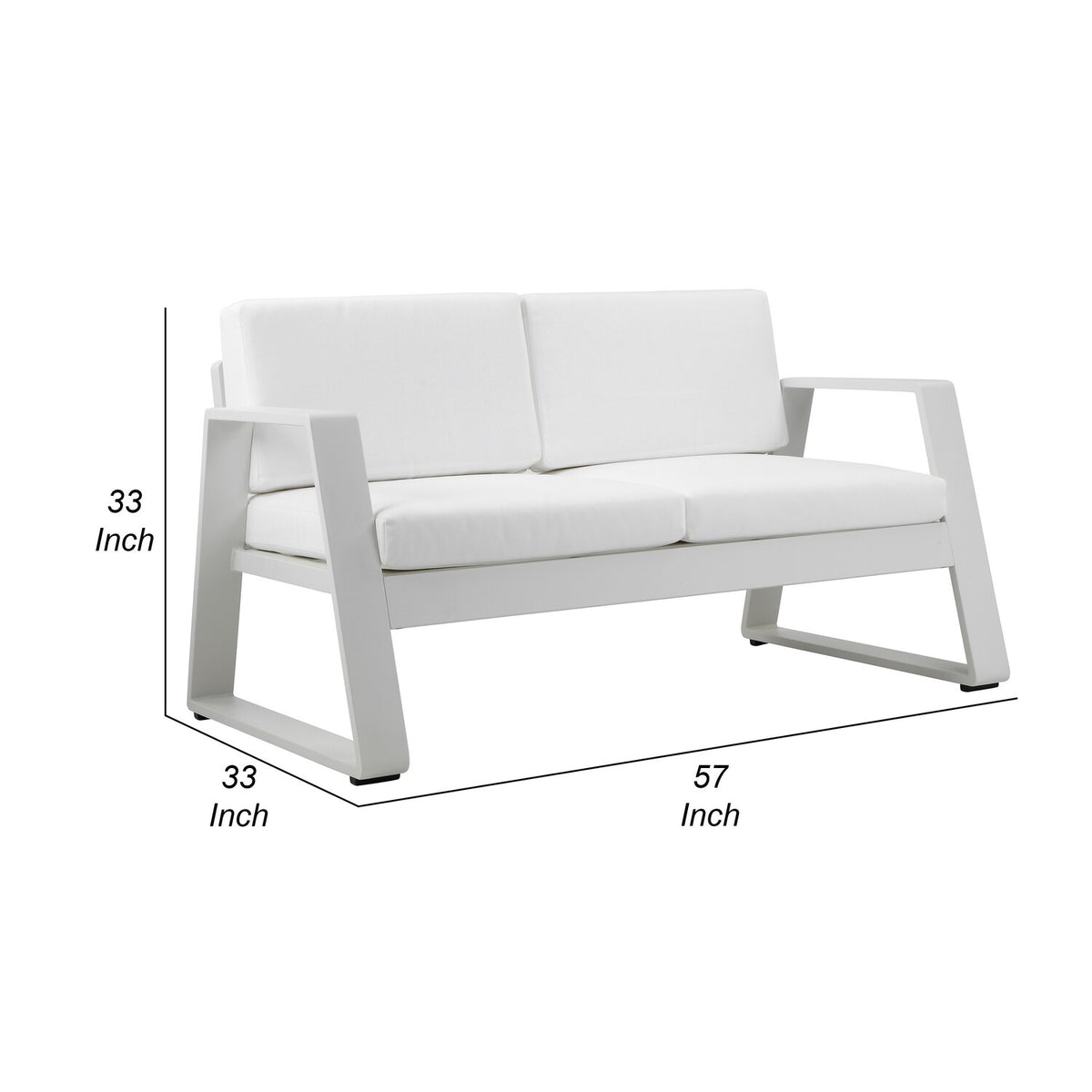 White Aluminum Outdoor Sofa with Fabric Cushions P1453