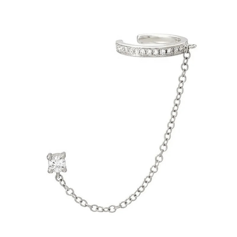 Diamond Ear Clip Tassel Earrings D3546