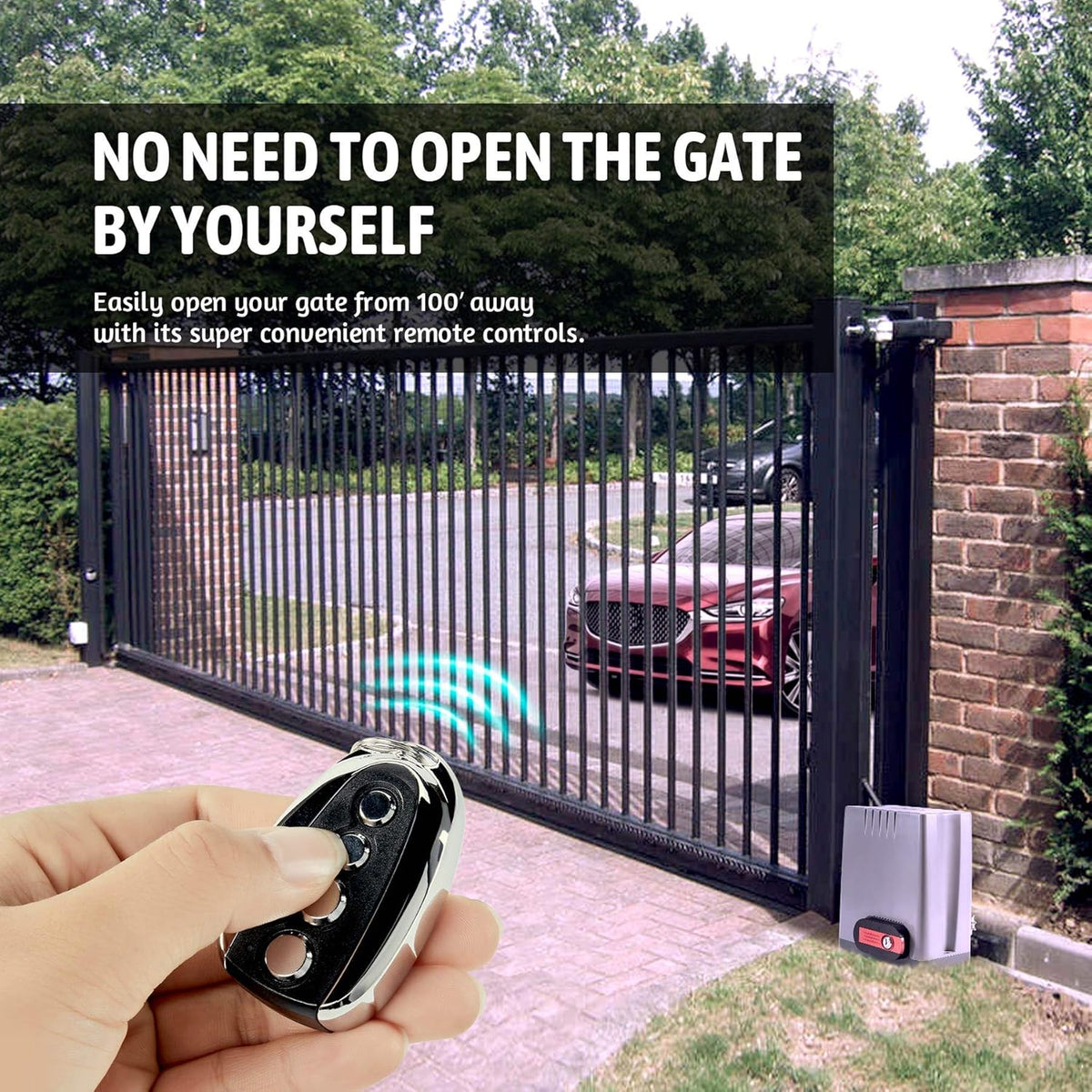 1800 lb Automatic Sliding Gate Opener with 2 Remote Controls H66096