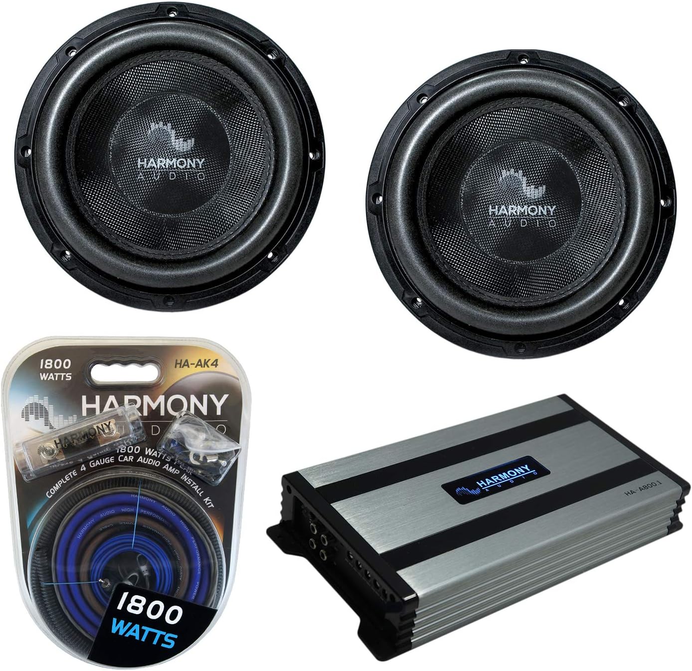 2 Car Subwoofer Bundle with Amplifier & Amp Kit F57802