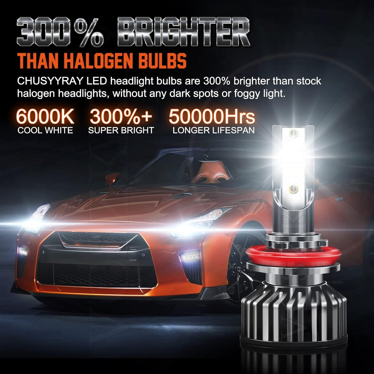 6000K Cool White LED Headlight Bulbs Combo, 6 LED Bulbs S701