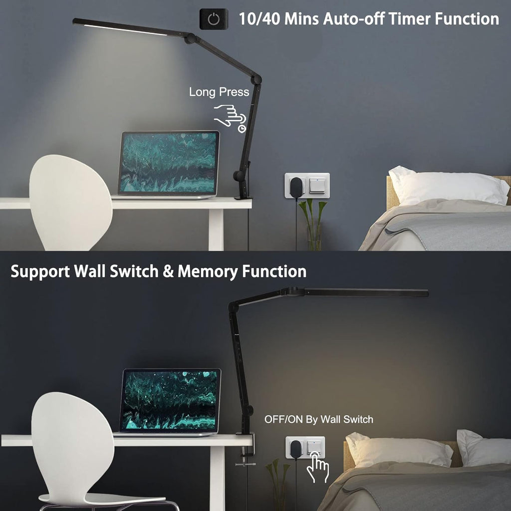 Desk Lamp with Clamp, Swing Arm, Stepless Dimming, Adjustable Color Temperature, 10W N344788