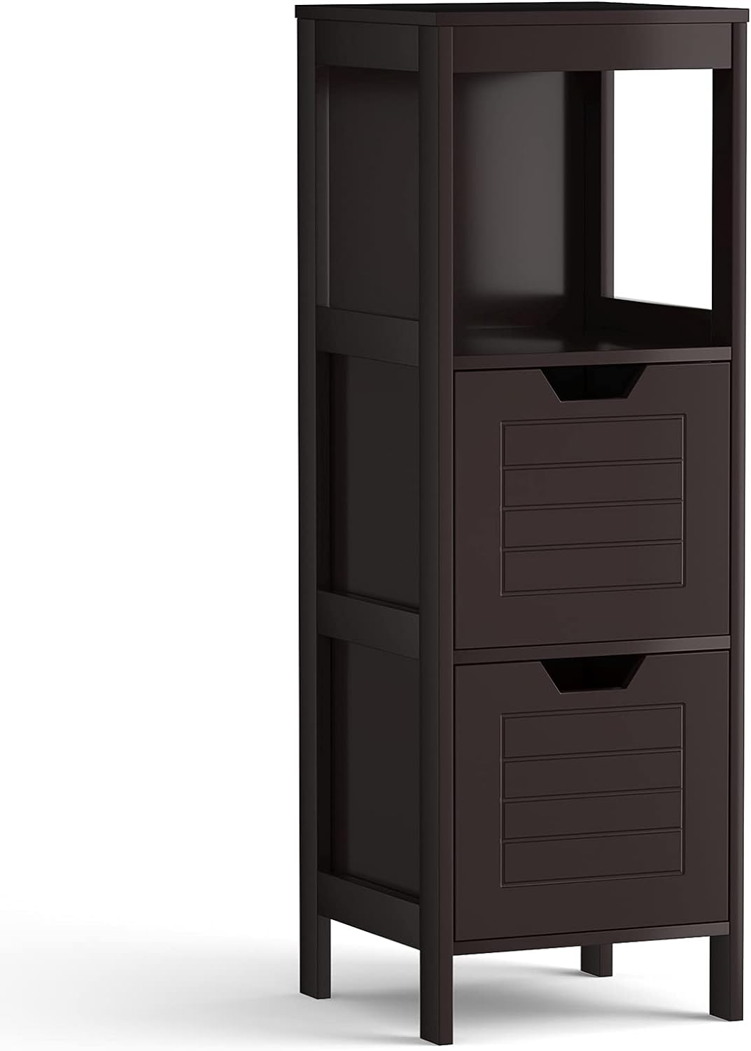 Black Wooden Bathroom Floor Cabinet with 2 Adjustable Drawers I8922
