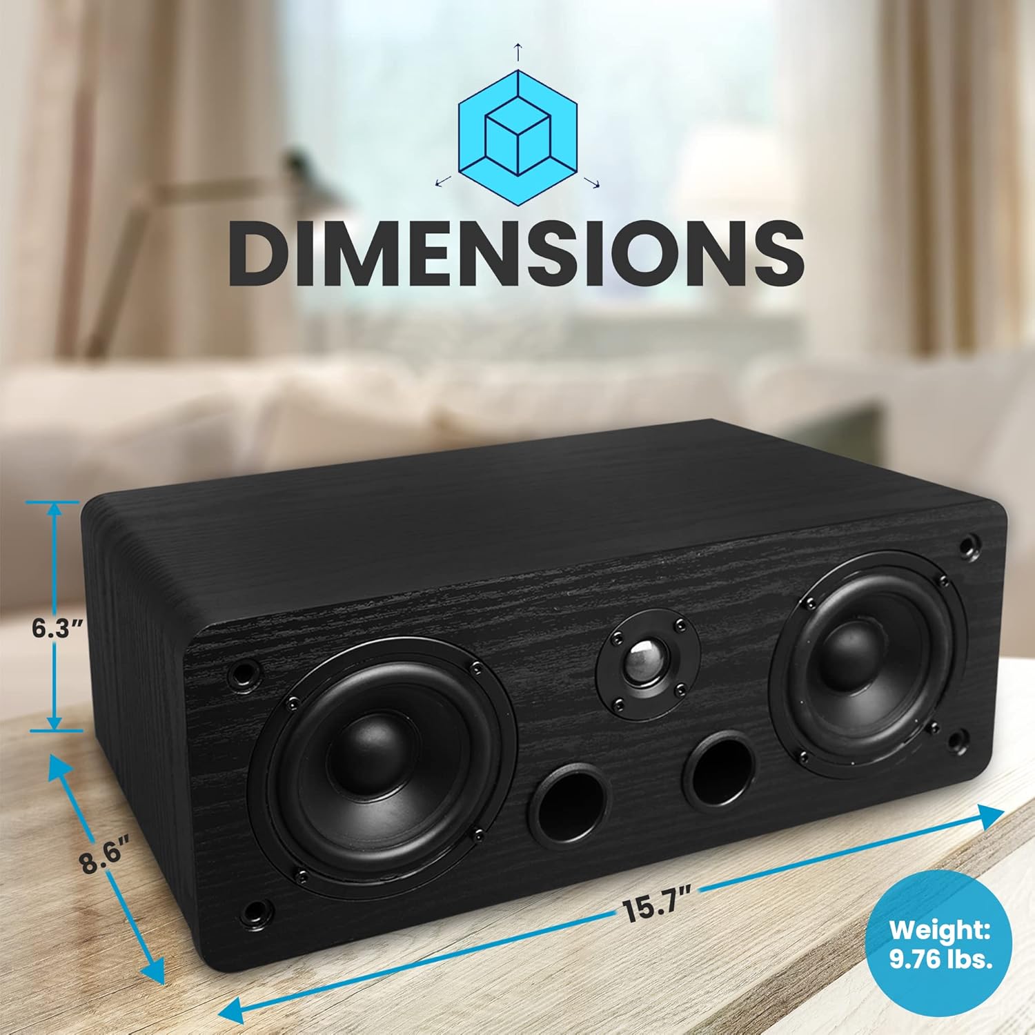 Center Channel Speaker with Dual 4-Inch Woofer and Silk Dome Tweeter F31429