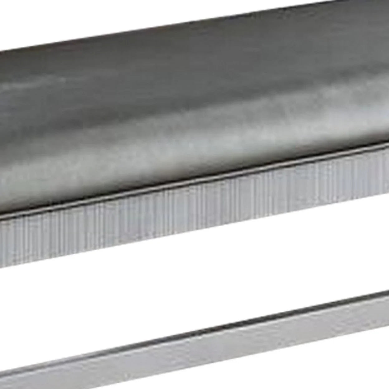 Silver Padded Metallic Gray Faux Leather Dining Bench N438