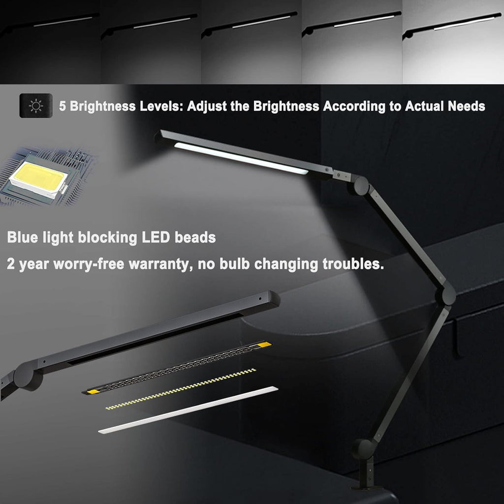 Desk Lamp with Clamp, Swing Arm, Stepless Dimming, Adjustable Color Temperature, 10W N344788