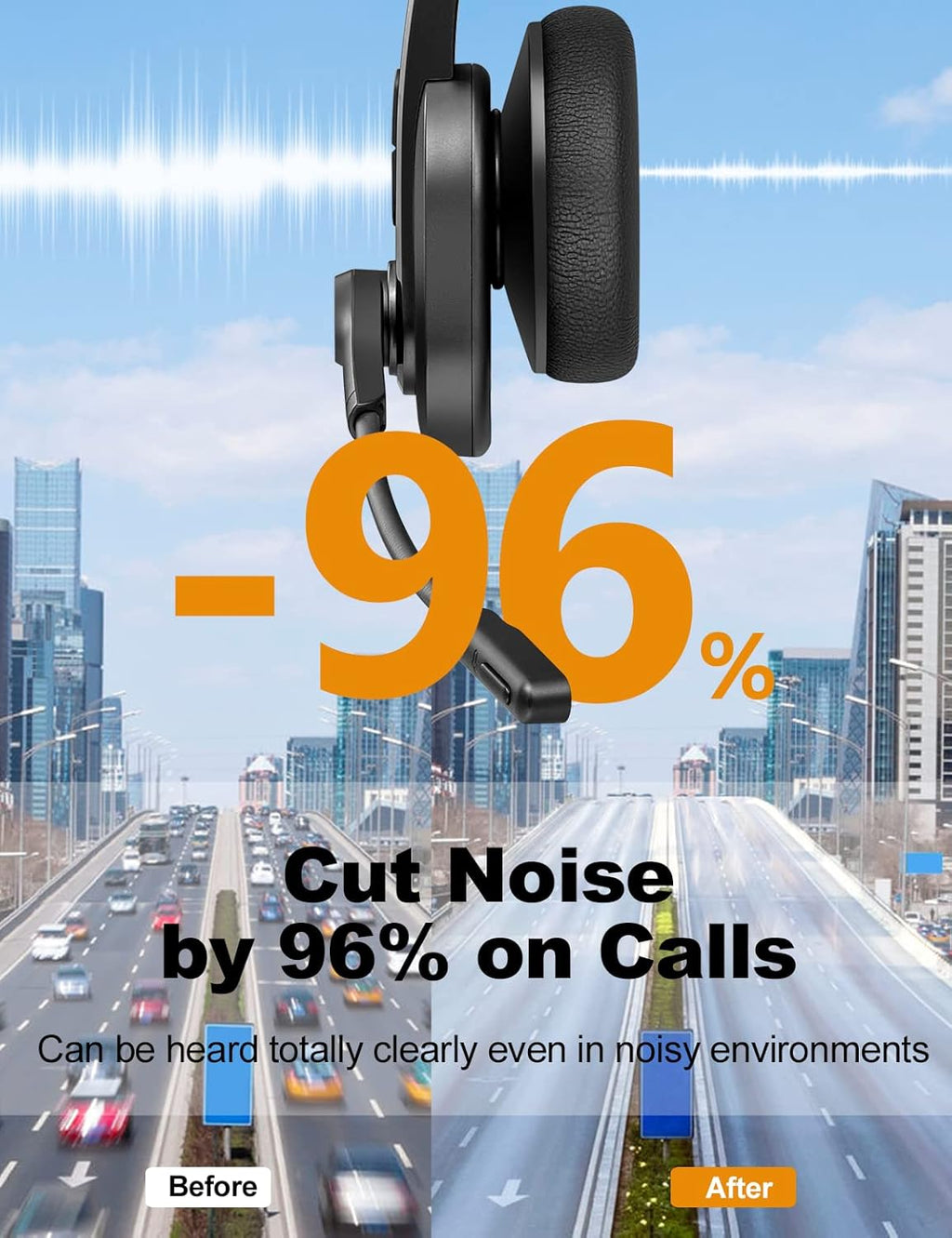 Bluetooth Trucker Headset with Noise Canceling Microphone and Adapter V939