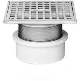 6x22 ABS Adjustable Commercial Drain with Chrome Square Grate N170