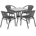 Black 5-Piece Metal Frame Outdoor Bistro Set L67952