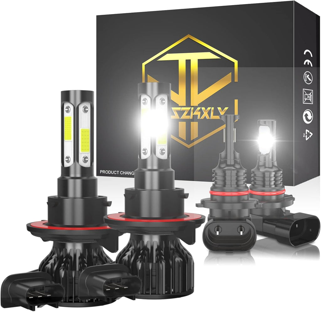 9007/HB5 High Low Beam + 9006/HB4 Fog Light Bulbs, Pack of 4 LED Headlights K502490