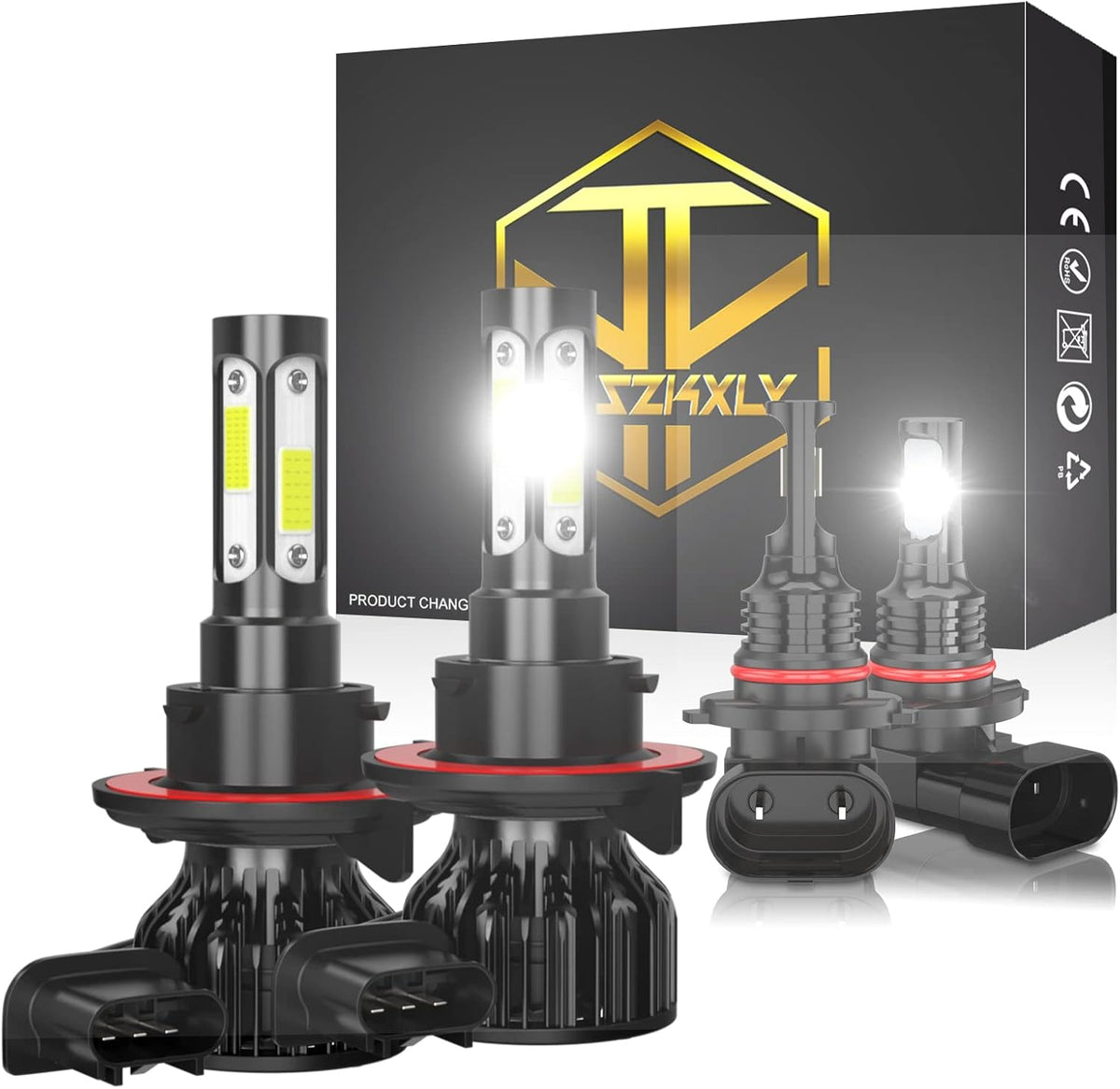 9007/HB5 High Low Beam + 9006/HB4 Fog Light Bulbs, Pack of 4 LED Headlights K502490