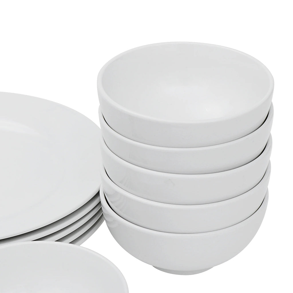 White 18 Pc Dinnerware Set for 6 S15446