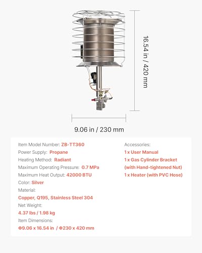 42000 BTU Infrared Radiant Propane Tank Top Heater U761