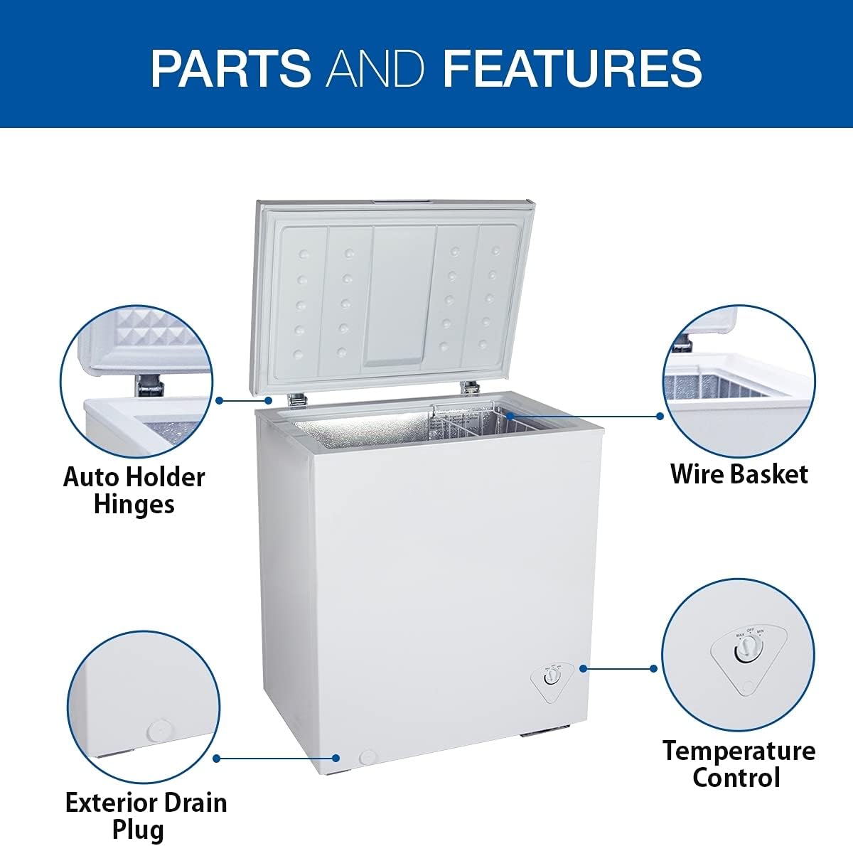 White 5.0 Cubic Feet Compact Chest Freezer with Removable Wire Basket B930406